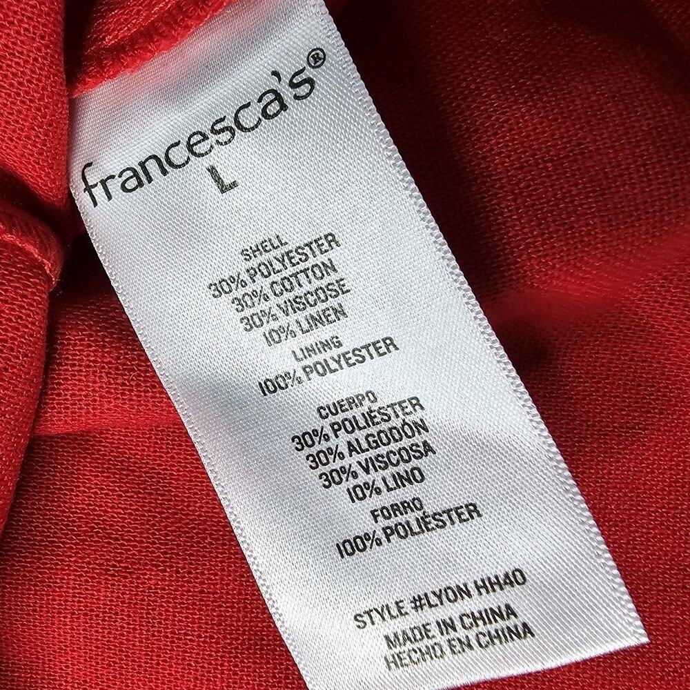 Francescas Mi Ami Grettie Bow Back Mini Dress Red New Size Large Puff Sleeve - Picture 13 of 14